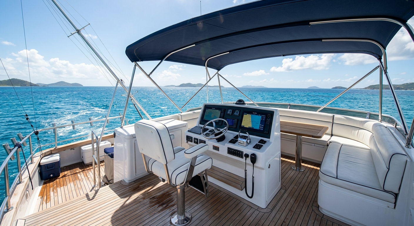 Flybridge deck of Aquarius