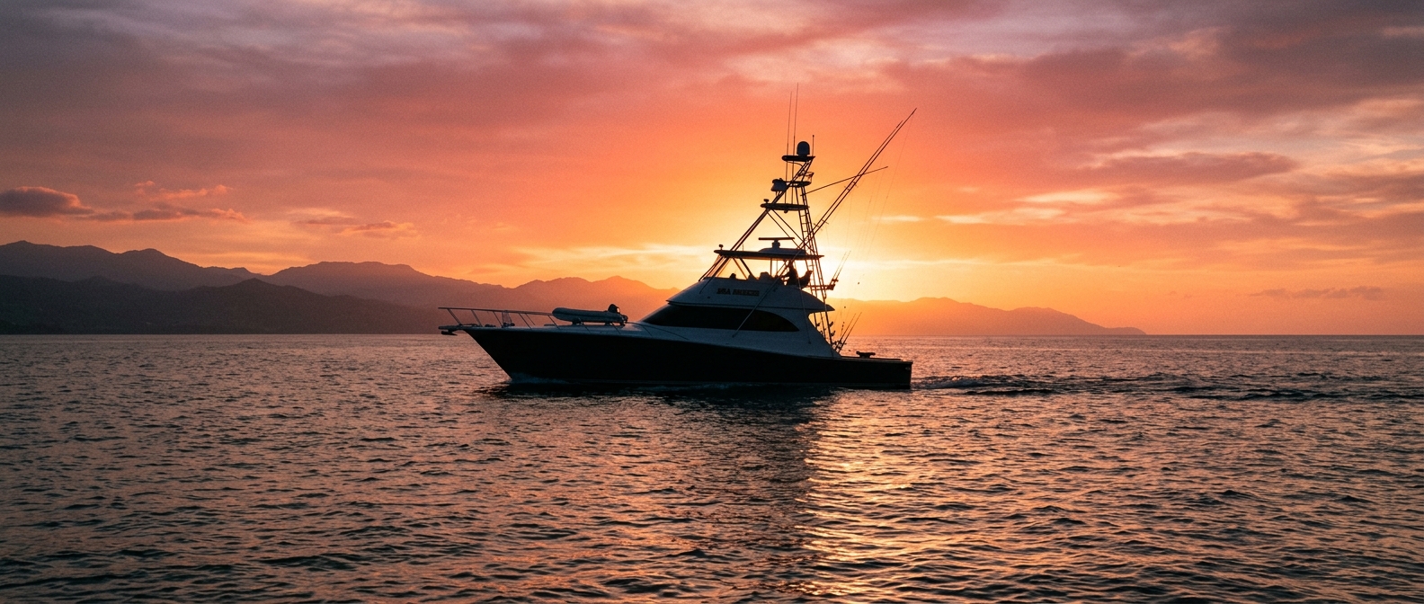 Aquarius silhouetted at sunset